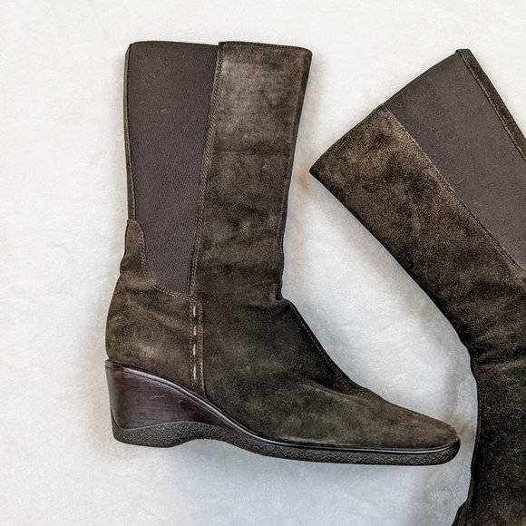 Aquatilia suede boots chocolate brown elastic calf - Picture 8 of 12